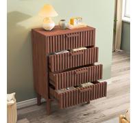 MINGZHE Cómoda con 4 cajones, armario con cajones, aparadores de madera con asa y patas, diseño fluido, muebles de almacenamiento para salón, dormitorio, pasillo, nogal