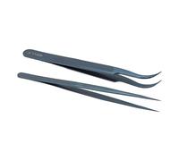Mingzhe Conjunto de Tweezer de Alta Dureza de Aleación de Aluminio Ideal para Reparaciones Electrónicas Precisas bajo Microscopio, Cabeza Recta Curva para Soldadura por PCB (Azul)