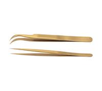 Mingzhe Conjunto de Tweezer de Alta Dureza de Aleación de Aluminio Ideal para Reparaciones Electrónicas Precisas bajo Microscopio, Cabeza Recta Curva para Soldadura por PCB (Oro)