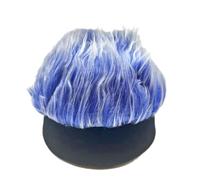 mingzhe Gorro de Punto para Peluca, Gorro de Pelo Divertido y Novedoso con Diadema Elástica para Fiesta Hombres y Mujeres (Azul)