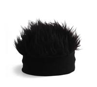 mingzhe Gorro de Punto para Peluca, Gorro de Pelo Divertido y Novedoso con Diadema Elástica para Fiesta Hombres y Mujeres (Negra)