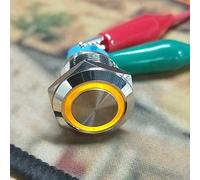 Mingzhe Interruptor de Botón Metálico, 19mm IP65 Resistente Al Agua | Construcción de acero inoxidable, Anticorrosión, Resistente a la presión, Interruptor luminoso amarillo