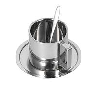 mingzhe Juego de Tazas de café Acero Inoxidable, Tazas Aisladas Doble Pared con Juego Cuchara para Bebidas Frías y Calientes (Traje Europeo Doble capa-280ML)