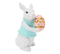 mingzhe Linda Vintage Figurina de Conejito Estatua de Pascua Ornamento Decoración de Vacaciones Apelación Carisma Joy Room Room Porche 19.5cm (Sosteniendo un huevo de color)