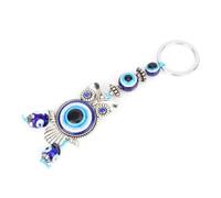 Mingzhe Llavero de Cristal Turco contra el Mal de Ojo, Diseño Búho Azul | Construcción de Aleación, Colgante de 4,3 Pulgadas, Amuleto de Protección para Coche o Bolso, Absorbe Energía negativa.
