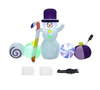 mingzhe Navidad Inflable Muñeco de Nieve Hombre de Nieve Luz LED Jardín Patio Césped Decoración Al Aire Libre (Enchufe Europeo 220-240V)