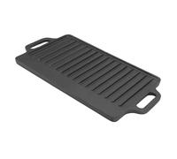 mingzhe Plancha de Hierro Fundido, Placa Teppanyaki Rectangular de Doble Cara con Dos Asas Fácil Agarre para Estufa, Barbacoa, Cocina Interior y Exterior (46x23CM)