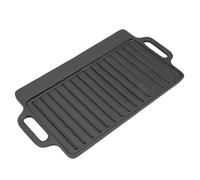 mingzhe Plancha de Hierro Fundido, Placa Teppanyaki Rectangular de Doble Cara con Dos Asas Fácil Agarre para Estufa, Barbacoa, Cocina Interior y Exterior (51x23CM)