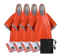 mingzhe Poncho de Lluvia para Adultos, 4 Piezas Impermeable Portátil Reflectante de Emergencia a Prueba Viento Poncho Impermeable Equipo Supervivencia Al Aire para Viajes (4 Piezas Naranja)