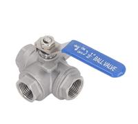 Mingzhe Válvula de Bola de 3 Vías con Rosca Hembra, Tipo L Baja Resistencia para Agua, Aceite, Gas, Acero Inoxidable 304 1/2 pulg.
