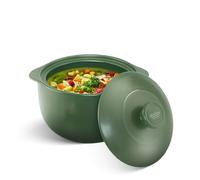 Minh Long HealthyCook - Olla de porcelana de alta calidad, para cocinas de gas e infrarrojos, olla alta Vesta, soporta golpes térmicos de -40 °F (40 onzas, verde)