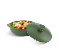 Minh Long HealthyCook - Olla de porcelana de alta calidad, para cocinas de gas e infrarrojos, olla baja Luna, soporta golpes térmicos de -4 °F, 34 onzas, 68 onzas, 103 onzas, color verde, gris y rosa (68 onzas, verde)