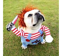 MINHADISI Disfraz de perro terrible, disfraz de Halloween para mascotas, cosplay para perros, ropa divertida de fiesta para perros (S)