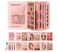 Minhaxue Paleta de maquillaje tipo libro | Portátil 6 Capas Alta Pigmentación,Kit cosmético rubor sombras ojos brillo labios,Para Mujeres Y Chicas En Vida Diaria, Citas, Bodas, Graduación, Y Trabajo