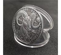 MINHBDER Monedas Conmemorativas De Las Doce Constelaciones del Zodiaco, Bañadas En Plata, Aries, Tarot, Deseos, Dios del Sol, Medallas De Amor Y Suerte, Moneda De Recuerdo.