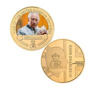 MINHBDER Monedas Conmemorativas del Rey Carlos III De Inglaterra, Chapadas En Oro, Monedas De Desafío, Llaveros, Artesanías, Regalos De Recuerdo
