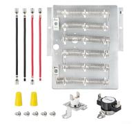 Minhe 503978 - Kit de elementos calefactores de repuesto con termostato de alto límite y fusible térmico, para secadores Amana Speed-Queen, construcción de metal plateado para mayor durabilidad
