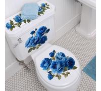 Minhe Adhesivo de pared de baño rosa azul impermeable PVC adhesivo para espejo azulejo vidrio diseño floral moderno 59x30cm
