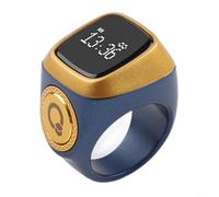 Minhe Anillo inteligente IQibla impermeable para anillo Zikr, anillo de contador de dedos inteligente para tiempos de oración y alertas de vibración, 5 recordatorios de tiempo de oración (18 mm, azul)
