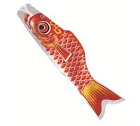 Minhe Bandera japonesa de pez con calcetín de viento de carpa, 100 cm, satén/koi para decoración de jardín, vibrante molinillo de viento al aire libre para patio, celebración de fiesta, colorido (rojo