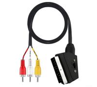 Minhe Cable de audio y vídeo compuesto SCART a RCA de 1,5 m con interruptor adaptador de 21 pines para TV, DVD, receptor de satélite, compatible con dispositivos estándar europeos, color negro