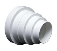 Minhe Conector reductor de conducto ABS para tubos de ventilador extractor - 80 mm, 100 mm, 120 mm, 125 mm, 150 mm, adaptador de conducto de aire redondo, transición de flujo de aire sin costuras