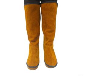 Minhe Cubiertas para botas de soldadura, espinas de soldadura de cuero resistentes al calor, material de cuero vacuno resistente al fuego, equipo de protección para soldadura eléctrica, fundas