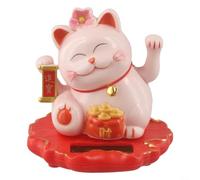Minhe Gato solar de la suerte con sensor de luz con onda de mano automática, símbolo de Feng Shui para traer riqueza y energía positiva para oficina, hogar, automóvil o área de recepción (2313-rosa)