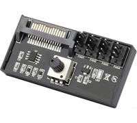 Minhe Hub controlador de velocidad de ventilador PWM con perilla ajustable, 12 V 4 pines para refrigeración de PC, soporta hasta 4 ventiladores, salida máxima de 60 W, para interfaz de alimentación