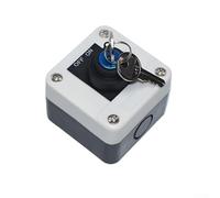 Minhe Interruptor giratorio de llave de dos posiciones de 10 A | Caja de botones de control industrial impermeable | Montaje de 22 mm, carcasa de plástico rojo para entornos hostiles (B)