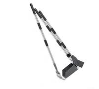Minhe Juego de bandeja y rastrillo para excrementos de perro, cuchara de mango desmontable de 36.2 pulgadas, colector de residuos de metal antiadherente para mantenimiento de patio al aire libre, gris