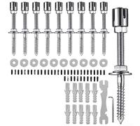 Minhe Kit de cuerda de alambre de acero inoxidable de 52 pies con tornillos de hebilla cruzada para soporte horizontal o vertical de plantas en estructuras y edificios de jardín (10 clavos cruzados)