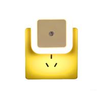 Minhe Luz nocturna LED diseñada para adaptarse a tomas de pared estándar sin bloquear el segundo enchufe, brillo regulable para pasillos, dormitorios, baños (amarillo estadounidense)