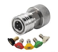 Minhe Manguera de jardín Acoplador rápido de acero inoxidable GHT 3/4 entrada a 1/4 salida para integración de boquilla de lavadora a presión (B)