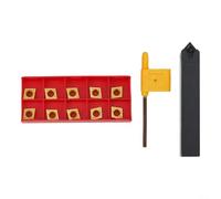 Minhe - Soporte de herramientas de torneado de 58 tornos con SCMCN1616H09-80, soporte de acero de aleación con vástago derecho de 16 mm de longitud, 100 mm, 10 piezas CCMT09T304, inserciones de