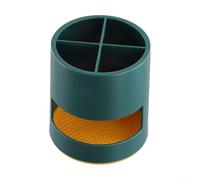 Minhe Soporte para cepillos de dientes con bandeja de drenaje integrada, base ventilada y cuatro compartimentos para cepillos de dientes, peines de pasta de dientes, cosméticos en el organizador de