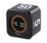 Minhe Temporizador abatible para técnica Pomodoro Estudio Cocina y Entrenamientos Gravedad Inducción Reanudación Indicador circular en tiempo real 50x50x38mm Ligero Uso portátil (negro)