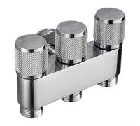Minhe Válvula de ángulo triple desviador de agua de cobre, divisor de 1 entrada y 3 salidas con controles individuales para lavandería, perfil compacto compatible con conexiones roscadas estándar (A)
