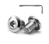 MINHER M6 x 10mm 20Pcs Cabeza plana Tornillos de cabeza hueca hexagonal Pernos,Pernos para muebles, Acero inoxidable A2 V2A,Rosca completa (con Llaves Allen)