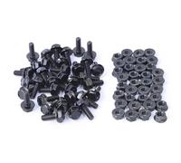 Minho Tornillos de cabeza de brida M6-1.0 x 16 mm en material de acero al carbono, tornillos hexagonales de brida vienen con tuercas de brida, acabado de óxido negro, rosca completa, 35 juegos
