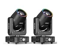Mini 230W 7R Cabeza movil Beam - Luz de escenario con anillo luminoso RGB 13 Colores14 Gobos Luces de fiesta Moving Head para Discoteca,Club,Espectáculo en vivo,Bar, Boda (2PCS)