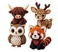 Mini 3D Beaded Animal DIY Kit | Bead Embroidery Craft Set With 4 Cute Animal Designs And Instructions | Handmade Bead Art Ornament Making Kit For Beginners Kids Teens Adults | Desktop Decor Creative H