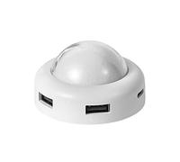 Mini 4 USB Port Hub Extension Cable Splitter High Speed Transmission with LED Night Light for Computer Mobile Phone (Color : Pink) (White)