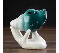 Mini 6 agujeros Ocarina Color esmalte flauta de cerámica Concha Ocarina instrumento musical for regalo musical (Color : Black Green)