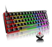 Mini 60% Teclado Mecánico para Juegos,Compacto 62 Teclas,Cable USB-C Desmontable,18 Chroma Retroiluminación RGB,QWERTY Layout,Interruptor Rojo, Anti-Fantasma para Computadora/PC/Laptop/Mac-Negro