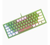 Mini 60% Teclado para Juegos, Mechanical Feel USB Cable Teclado Gaming, RGB Chroma Rainbow Retroiluminado, Compacto 62 Teclas de Colores Mezclados en Verde y Blanco, QWERTY Layout para PC Mac Laptop