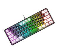 Mini 60% Teclado para Juegos, Mechanical Feel USB Cable Teclado Gaming, RGB Chroma Rainbow Retroiluminado, Compacto 62 Teclas de Colores Mezclados en Negro y Blanco, QWERTY Layout para PC Mac Laptop