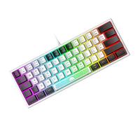 Mini 60% Teclado para Juegos, Mechanical Feel USB Cable Teclado Gaming, RGB Chroma Rainbow Retroiluminado, Compacto 62 Teclas de Colores Mezclados en Blanco y Negro, QWERTY Layout para PC Mac Laptop