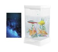 Mini acuario, compacto tanque de peces, Tabletop Starter Kit, Built-in Light & Filter, Modern Home Decor, Ideal para sala de estar Office Apartment, 4,14 x 4,14 x 8,08 pulgadas, Clear