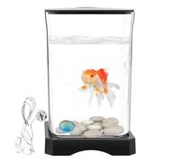 Mini Acuario de Peces - Cuenca Betta de acrílico Transparente con de iluminación, pecera compacta | Cuenco Transparente para Mantener camarones, terrario de, Escritorio para Plantas
